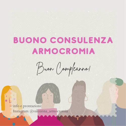 Buono consulenza armocromia, Buon compleanno, con illustrazione di quattro donne